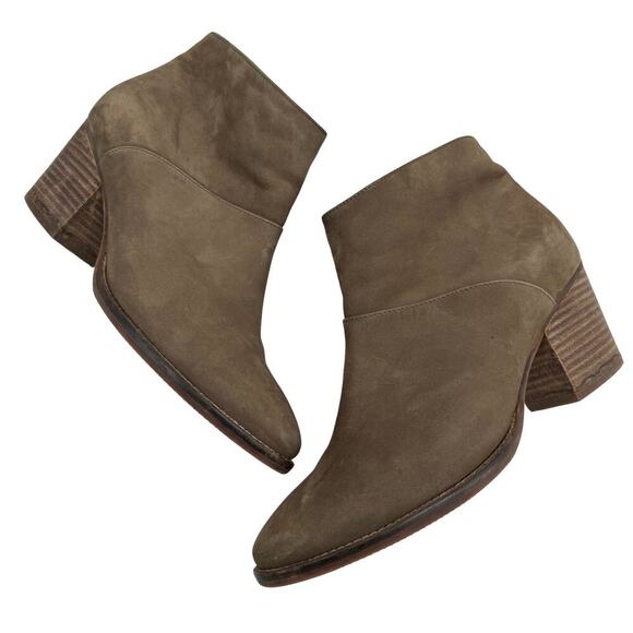 Blondo Nelli Waterproof Leather Ankle Boots Taupe Nubuck/Side Zip 9 - Picture 1 of 8